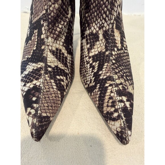 ZARA Women Boots Animal Snake Skin Heeled Pointed Toe Brown US 7.5 EUR 38 - Picture 7 of 13